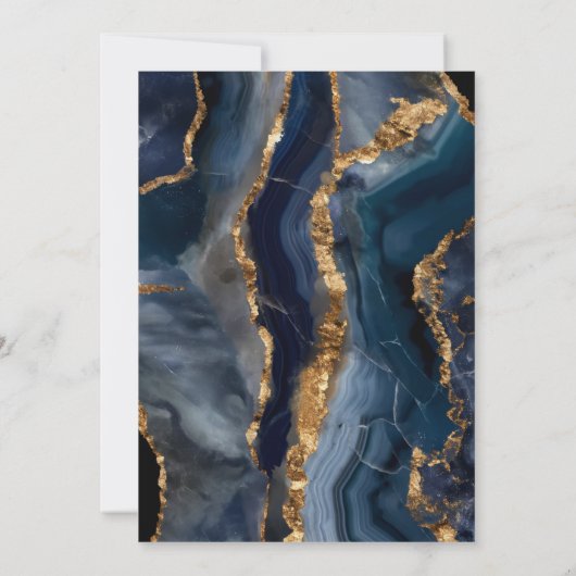 Abschluss Blue Gold Agate Abschluss Einladung (Rückseite)