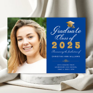 Abschluss Blue Gold Script Class of 2025 Foto Ankündigung