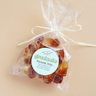 Abschluss Blue Graduate Retro Typografie Einfach Runder Aufkleber