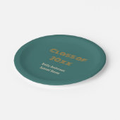 Abschluss Blue-Green und Orange Graduate's Name Pappteller (Schrägansicht)