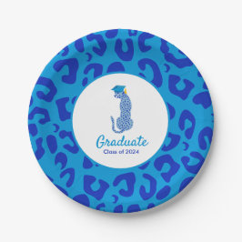 Abschluss Blue Leopard Paper Plate Pappteller