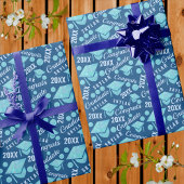 Abschluss Blue Opal Chic Polka Dot Graduate Geschenkpapier