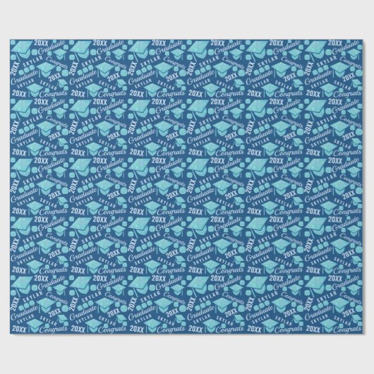 Abschluss Blue Opal Chic Polka Dot Graduate Geschenkpapier (Flach)
