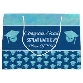 Abschluss Blue Opal Muster Trendy Glückwunschs Große Geschenktüte