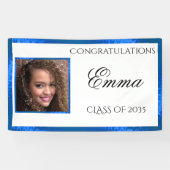 Abschluss Blue Satin Custom Foto Banner (Horizontal)