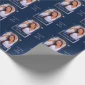 Abschluss Blue Silver Sun Moon Stars Grad Foto Geschenkpapier (Ecke)