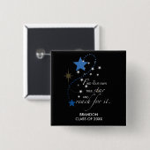 Abschluss Blue Stars auf Schwarz Inspirational Button (Vorne & Hinten)