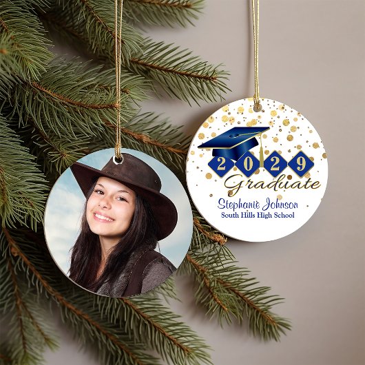 Abschluss Blue und Gold 20xx Foto Keramik Ornament
