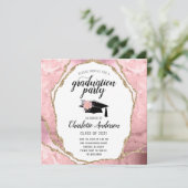 Abschluss Blush Pink Agate Gold Glitzer Einladung (Stehend Vorderseite)