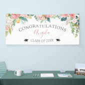 Abschluss Blush Pink Blumenschrift Personalisiert Banner (Messe)