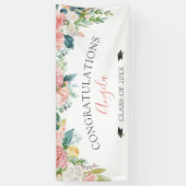Abschluss Blush Pink Blumenschrift Personalisiert Banner (Vertikal)