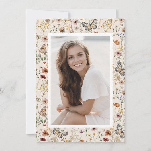 Abschluss Bohemischer Wildblumen Dankeskarte (Rückseite)