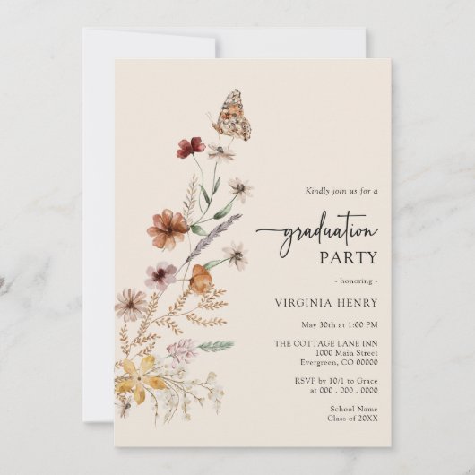 Abschluss Boho Party Einladung (Vorderseite)