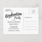 Abschluss Bold Brush Script 2-seitig Party Einladungspostkarte (Rückseite)