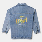 Abschluss Bold Gold Foil Typografy Cap Monogram Jeansjacke (Rückseite)