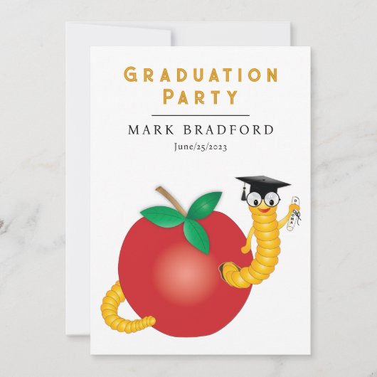 Abschluss-Bookworm mit Graduiertenkopplungs-Diplom Einladung (Vorderseite)