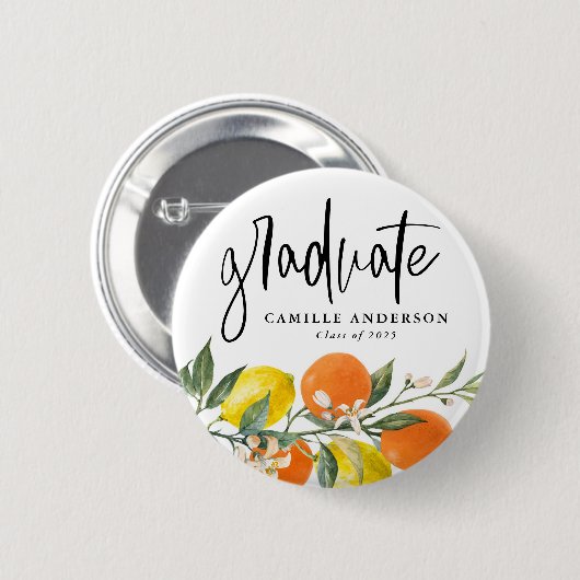 Abschluss Botanisches Orange und Lemon Garland Button (Vorne & Hinten)