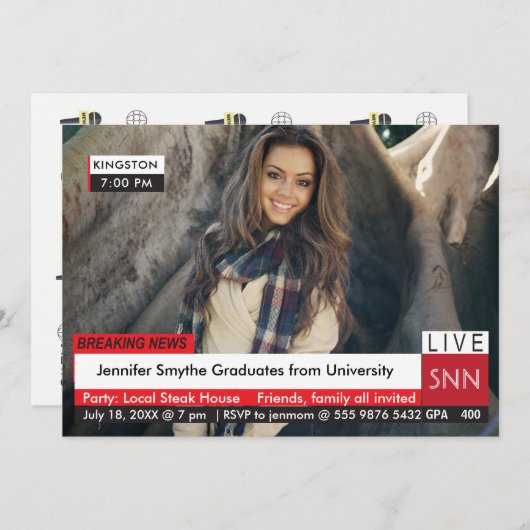 Abschluss Breaking News TV Fab Einladung (Vorne/Hinten)