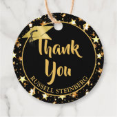 Abschluss BRush-Skript DANK IHNEN Black Gold Stars Geschenkanhänger (Rückseite)