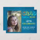 Abschluss bunt Mittelschüler Foto Einladungspostkarte (Vorne/Hinten)