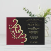 Abschluss Burgund und Gold 2023 Einladung (Stehend Vorderseite)