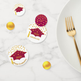Abschluss Burgundy Red Cap & Gold Table Confetti Konfetti