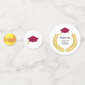 Abschluss Burgundy Red Cap & Gold Table Confetti Konfetti (Vorderseiten)