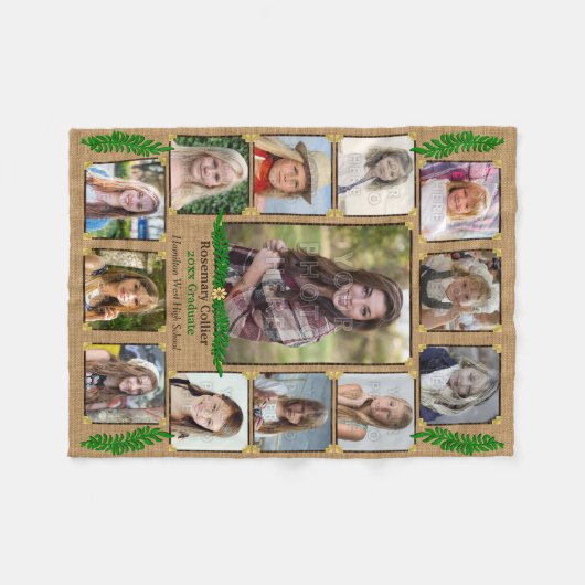 Abschluss | Burlap Fern Fleecedecke (Vorderseite (Horizontal))