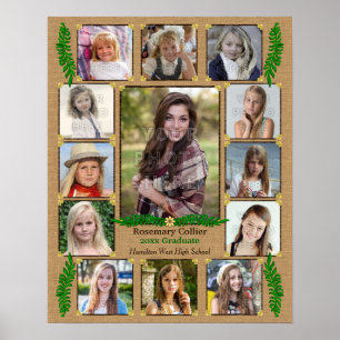 Abschluss Burlap Fern Poster