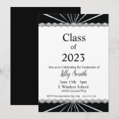 Abschluss Burst Black & White Einladung 2023 (Vorne/Hinten)