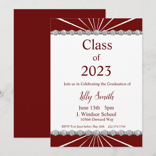 Abschluss Burst Maroon Einladung 2023 (Vorne/Hinten)