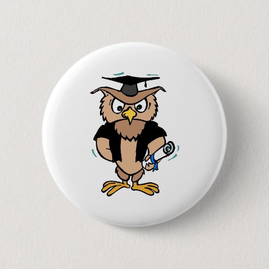 Abschluss Button Wise Old Owl Cap Diploma (Vorderseite)