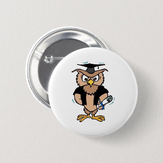 Abschluss Button Wise Old Owl Cap Diploma (Vorne & Hinten)