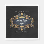 Abschluss Caduceus Elegantes Schwarzes Gold Serviette (Vorderseite)