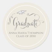 Abschluss Calligraphy Script Simple Sage Green Runder Aufkleber (Vorderseite)