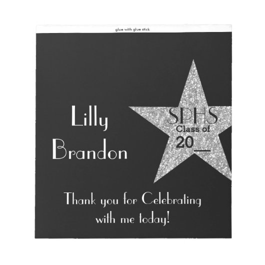 Abschluss Candy Bar Wrapper Gastgeschenk Notizblock (Vorderseite)