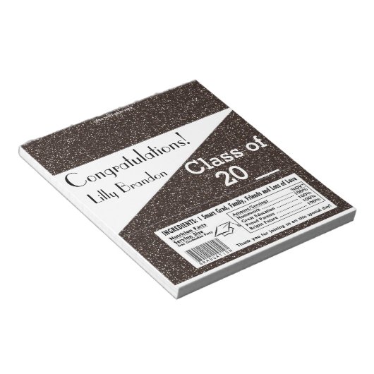 Abschluss Candy Bar Wrapper Gastgeschenk Notizblock (angewinkelt)