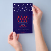 Abschluss-Cap-Toss Rot & Marineblau Abschlussfeier Flyer (Handgriff)