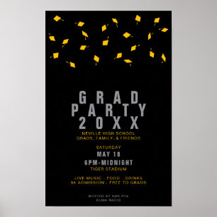 Abschluss-Cap-Toss Silber & Gold Graduiertenfeier Poster