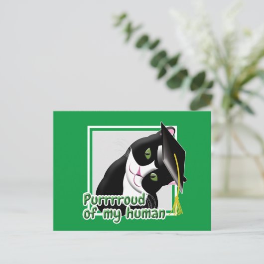 Abschluss Cat Postkarte (Stehend Vorderseite)