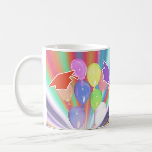 Abschluss Celebration Caps und Balloons Kaffeetasse (Links)