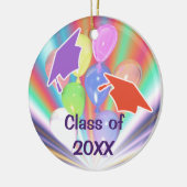 Abschluss Celebration Caps und Balloons Keramik Ornament (Links)