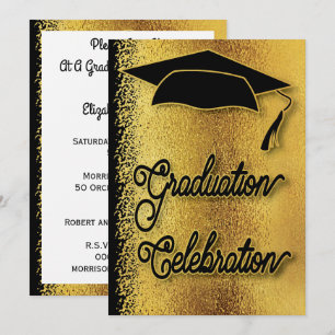 Abschluss Celebration Grad Party Imitate Gold Mode Einladung