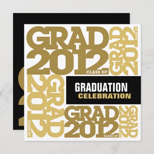 Abschluss Celebration Invitation 2012 Gold 3 Einladung (Vorne/Hinten)