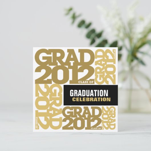 Abschluss Celebration Invitation 2012 Gold 3 Einladung (Stehend Vorderseite)