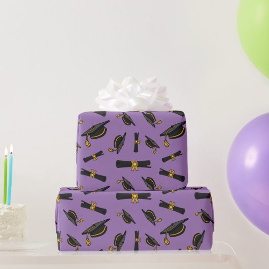 Abschluss Celebration Lila Seamless Art Geschenkpapier (Partygeschenke)