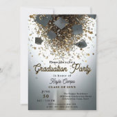 Abschluss Celebration mit Caps & Confetti Flair Einladung (Vorderseite)