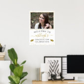 Abschluss Celebration Party Gold Glitzer Willkomme Poster (Heimbüro)