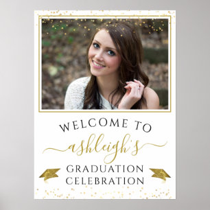Abschluss Celebration Party Gold Glitzer Willkomme Poster