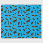 Abschluss Celebration Simple Vibranly Blue Gift Geschenkpapier (Flach)